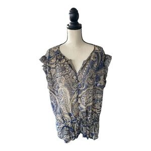 ♥️Marina Luna♥️Women’s paisley print short sleeve blouse size (Large)